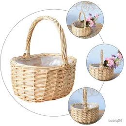 Storage Baskets Basket Flower Storage er Woven Baskets Rattan Wedding Picnic Fruit Easter Gift Girl Seagrass Candy Willow Pot Handwoven