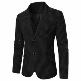 men's Blazer Simple Line Design Butt Pocket Men's Busin Casual Suit Formal Meeting Wedding Groom Dinner Men's Blazer P2PV#