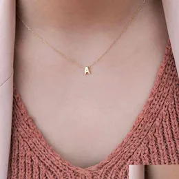 Pendant Necklaces Sumeng Fashion Tiny Initial Necklace Gold Sier Color Cut Letters Single Name Choker For Women Jewelry Gift Drop Deli Otuwe