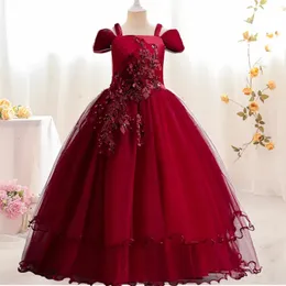 Princess Girls Dress Summer Lace Bridesmaid Party Flower Costume Dresses for Wedding Vestido 240325