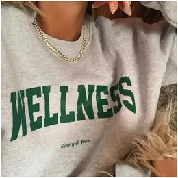 Mulheres Hoodies Moletons Mulheres Moda Americana Letras Imprimir Cinza Solto Crewneck Estilo Vintage Outono Roupas Grossas Mulheres Stre Dhept