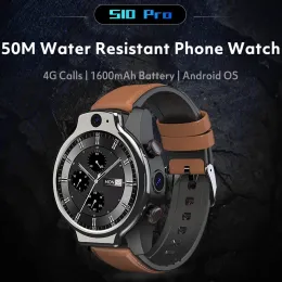 Watches Lzakmr S10 5Atm Waterproof 4G Smart Watch Men WiFi Android OS Sim 13MP Camera GPS App Video Chat 32G 1600mAh Big Battery Men Men