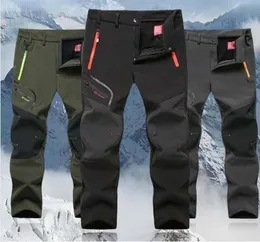 2019 Nya vandringsbyxor Man Waterproof SoftShell Winter Outdoor Trousers Sport Camping Trekking Cycling Ski Fleece Pants Oversize4459995