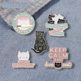 Broches esmaltados IAM SO PURRRFECT personalizados amor gato família broches emblemas de lapela joias de animais presente para crianças amigos