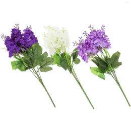 Kwiaty dekoracyjne 3 szt. Wystrój rośliny Hiacynt lawendy kwiat łodygi sztuczny sztuczny wiosna kwiatowy