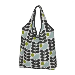 Sacos de armazenamento Reciclagem Early Bird Granite Shopping Bag Mulheres Tote Portátil Orla Kiely Floral Grocery Shopper