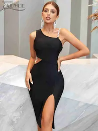 Urban Sexy Dresses Adyce Summer Hollow Out Bandage Dress for Women Sleeveless Diamonds Evening Celebrity Night Club Party Black Vestidos YQ240327