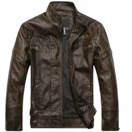 Män pu läderjackor Nya motorcykel Men Cott Coat Autumn Winter Fleece Leather Jacket Jaqueta de Couro Masculina Casual F950#