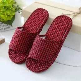 Slippers Slippers Pure Coon fabric Clot suspension rod slider wooden floor tile silent indoor soft for women all season H2403262OUM