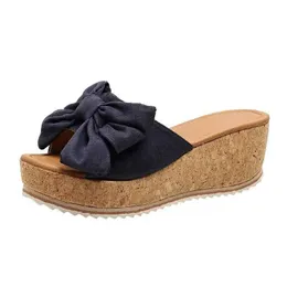 Kapcie kapcie SUE for Women Summer Fasion Modern Outdoor Prosty Princess Beac Womens Bow Wedge H2403267K7M