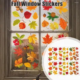 Naklejki okienne Święto Dziękczynienia Day Wall Strona główna ciepła dekoracja liść Pvc Blueless Maple Glass Door Art Autumn Dec u0i5