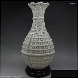 Flaschen Gläser Zarte chinesische Dekoration Handarbeit geschnitzt durchbrochene Dehua weiße Porzellanvase Basis Nr. 3 Drop Lieferung Hausgarten D Dh5Be