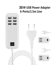 30W 6 portów ładowarka ścienna USB 6 Hub Szybkie ładowanie zasilania przedłużające się do tabletu telefonu komórkowego3259024