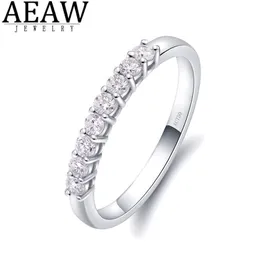 AEAW 14K Beyaz Altın 0 25CTW 2mm DF Yuvarlak Kesim Engementwedding Moissanite Laboratuar Kadınlar için Elmas Bant Yüzüğü Y0122247W