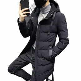 winter Man Lengthen Cott Coat Down Jacket Mid Length Over The Knee Thicken Youth Hooded Loose Keep Warm Temperament Simple y8l5#