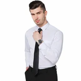 new wrinkle-resistant men's shirt lg sleeve dr slim-fit free iring social busin formal wear easy to take care of q239#