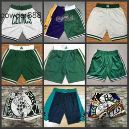 Homme sport loisirs basketball football badminton rugby Celtics Fully Embroidered Zippered Pocket Pants Basketball Shorts