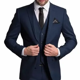 بدلات الذكور الأزرق الأزرق النحيف نحيف لاستوكسودس بيرس 3 قطعة مصممة مصنوعة من بوسين رجال أزياء+سروال+سترة 80qx#