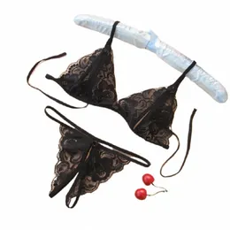 kadın dantel iç çamaşırı seti 2 adet bralette sutyen ve külot strappy iç çamaşırı set örgü iç çamaşırı ihmal t4vl#