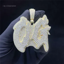 Anpassad Iced Out Hip Hop Jewelry Cubic Zirconia Gemstones Sier 14K/ Gold Plated Custom Name Pendant