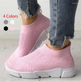 Casual Shoes Factory Outlet Women Plus Size 42 Stretch Fabric Sneakers Vulcanize Female Slip på korgstrumpor