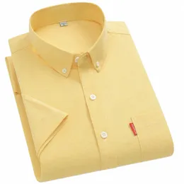PLSE STORLEK 5XL Luxury Shirt For Men Short Sleeve Summer Casual Oxford Fabric Solid 100% Cott Social Office Work Slim Menswear Q5SJ#