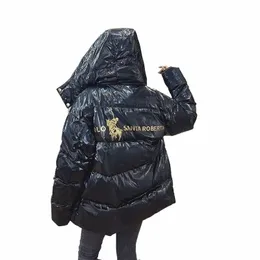 down Jacket Women 2022 Winter New Korean Bright Fi Casual White Duck Down Coat Female Hooded Loose Thick Warm Parkas n4gg#