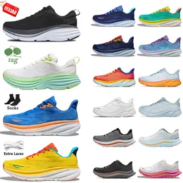 2024 Nya Hokaes Bondi 8 Clifton 9 Designer Kvinnor Män utomhus Löpskor gratis People Summer Song Shock Absorbering Triple Black White Runners Sneakers Trainers