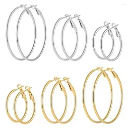 Hoop Earrings 6PCS Round Circle Endless Stainless Steel 30/40/50mm Dainty Party Wear Gifts For Birthday Christmas