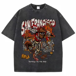 American Wed and Out Out T-shirt dla mężczyzn Kobiety luźne ubrania oversized San Francisco Miner Graphic Streetwear O998#