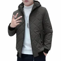 Browon New Winter Jacket Men 두꺼운 LG 슬리브 Argyle 후드 코트 남자 재킷 대형 플러스 베트 지퍼 재킷 파카스 남자 x3pj#