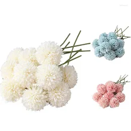 Dekorative Blumen ABHU Künstlicher Chrysanthemen-Kugelstrauß, 10 Stück, Geschenk für wichtige Menschen, glorreiche Moral
