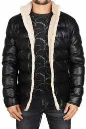 uomo Vintage Motorjas Mannen Mode Nieuwe Biker Leren Jas Mannelijke Borduren Bomber invernale in pile Pu Overjas w7FH #