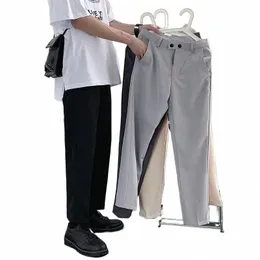 Männer Casual Hosen Koreanischen Stil Trendy Anzug Hosen Lose Dicke und Veet Geerntete Hosen Breite bein Hosen w47b #