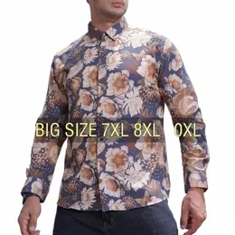 Männer Hemd Fr 2023 Neue Oversize 6XL 7XL 8XL 10XL Plus Größe Gedruckt Muster Fi Casual Lose LG Hülse männlichen Büro Rot D8AB #