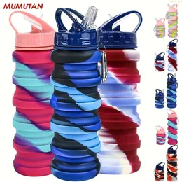 1pc/2pcs Mumutan Collapsible Water Bottle - 16oz Portable Expandable Sports Cup with Straw, Leak-proof Bpa-free for Outdoor Activities & Travel