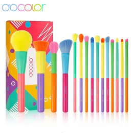 Docolor Renkli Makyaj Fırçaları Set Kozmetik Temel Toz Allık Göz Farı Yüzü Kabuki Makyaj Fırçaları Güzellik Aracı 240315