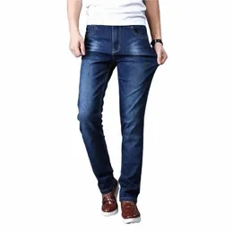 Trendiga män Slim Fit Soft Elastic Jeans Straight Slim Design Cott Fabric Daily Match Vuxna Summer Style M0RX#