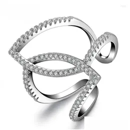 Rings de cluster lindos de alta qualidade 925 Sterling Sier Irregar Abrindo dedo para mulheres femininas Brilhas de zircônia cúbica Deli Deli Dhsge