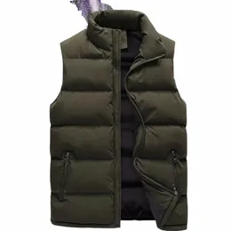 Gilet da uomo Zipper Sleevel Giacca Autunno Inverno Collare alla coreana spessa Gilet Fi Streetwear Veste Homme Q5XF #