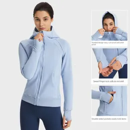 Lu Align Curve Donna Felpe con cappuccio a sirena Felpe Autunno Inverno Addensato Caldo Cappotto sportivo con cappuccio da corsa Abbigliamento da donna all'aperto Allenamento yoga Giacca fitness Lemon Spo