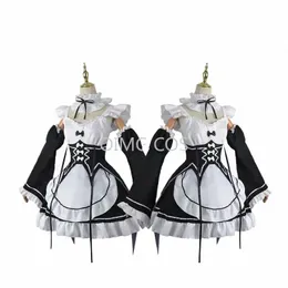 ram/rem Cosplay Re:zero Kara Hajimeru Isekai Seikatsu Kostüme Dr Headdr Party Anzug Anime Maid Dr Kostüm P2Il #