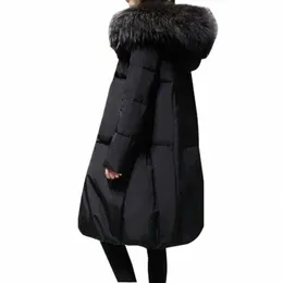 5xl inverno feminino solto grosso quente jaqueta feminina gola de pele do falso com capuz para baixo casaco cott parkas outwear e2M7 #