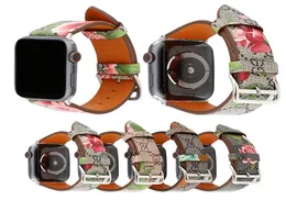 Designer de luxo apple watch band 38mm 40mm 42mm 44mm moda neutra com padrão de flores pulseira iwatch para apple watch series2029949