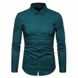 2024 Spring Fi Brand Men Clothes Slim Fit Men Lg Sleeve Shirt Men Polka Dot Castiral Shirt Social Plus Size M-5Xl T5Jl＃