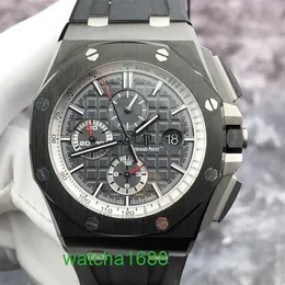 Наручные часы Moissanite AP Epic Royal Oak Offshore Series 26405CE Мужские часы Темно-серый циферблат с красной иглой Дата синхронизации 44 мм Автоматические механические часы