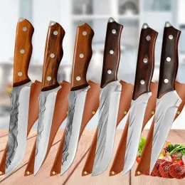 Knivar Kök Knivar Köttkleare Rostfritt stål Butchers Boning Knife Slaughtering Får Fisk Kniv med mantel med mantel