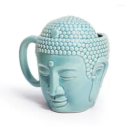 Muggar Buddha Mug Head Ceramic Coffee Tea Cup Zen Home Offices Decoration and Good Luck Water 450 Ml Creative