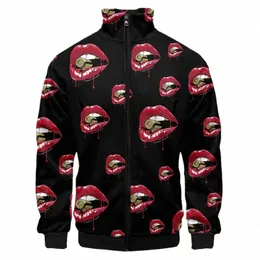 2022 nuovi uomini sexy bocca 3D stampa girocollo giacca casual cappotto autunno cappotto da uomo stile Harajuku hip-hop tendenza giacca da baseball T0dB #