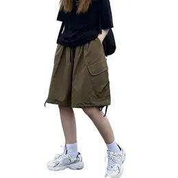 Rimocy letnia długość kolan krótkie Kobiety 2024 BF HARAJUKU Szorki szerokie nogi Kobiety Streetwear Pockets workowate krótkie spodnie Kobieta L8J1#